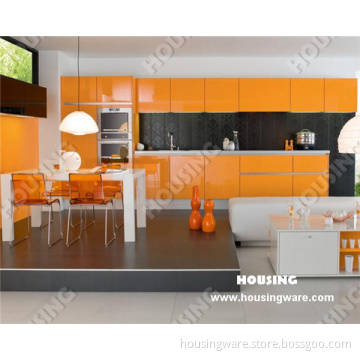 High Gloss Lacquer Finish Kitchen Cabinet in Orange